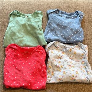 Carter's Polka Dot and Floral Baby Long Sleeve Onesies Set